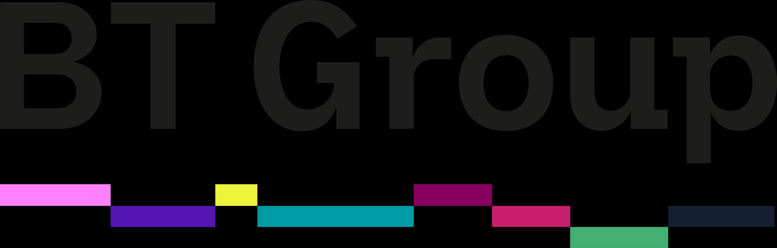 BT Group logo with rounded blue BT letters in a circle.