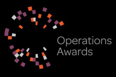 MRS Operations Award Winner 2019 logo with circular pattern of small squares